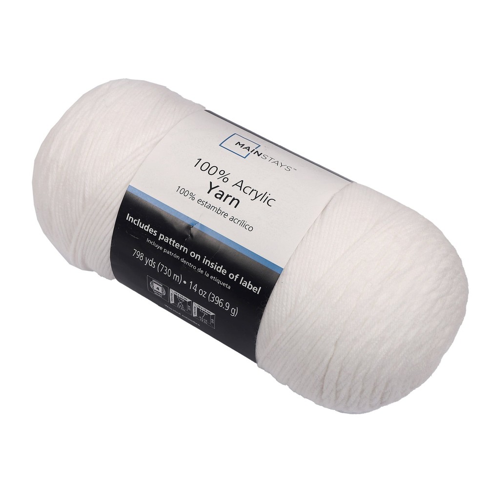 Medium Acrylic White Yarn, 14 Oz 798 Yards