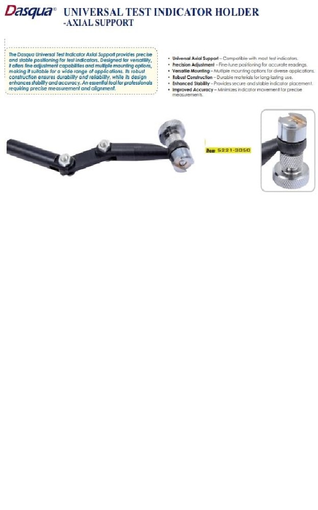 Universal Test Axial Support Indicator Holder Tool Model 5221-3050 Accessory