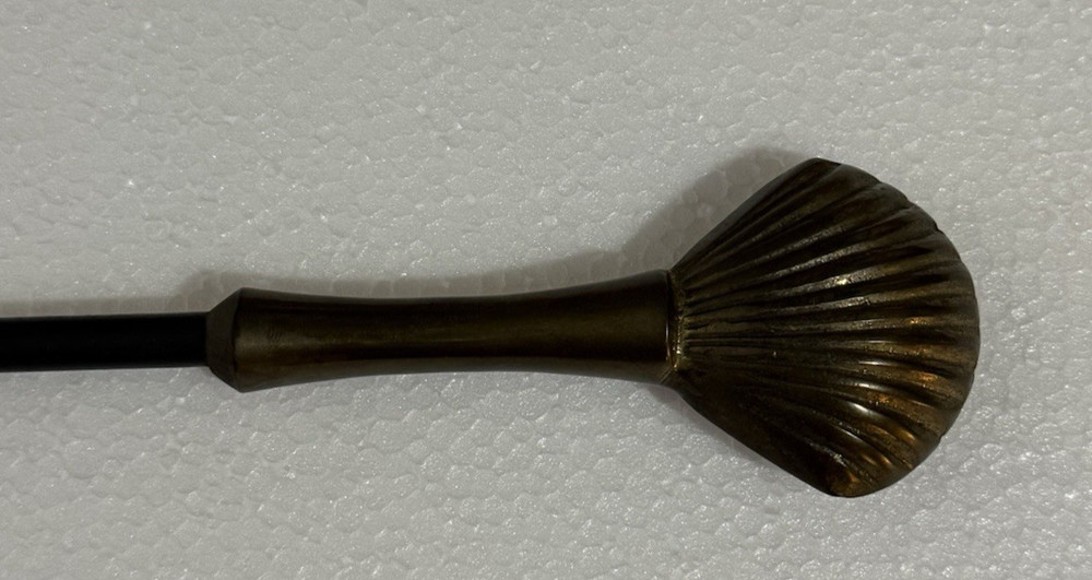Vintage Brass Shell & Iron Fireplace Damper Hanging Flue Pull Hook