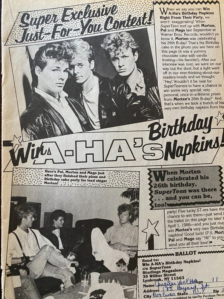 a-Ha, Full Page Vintage Clipping, b