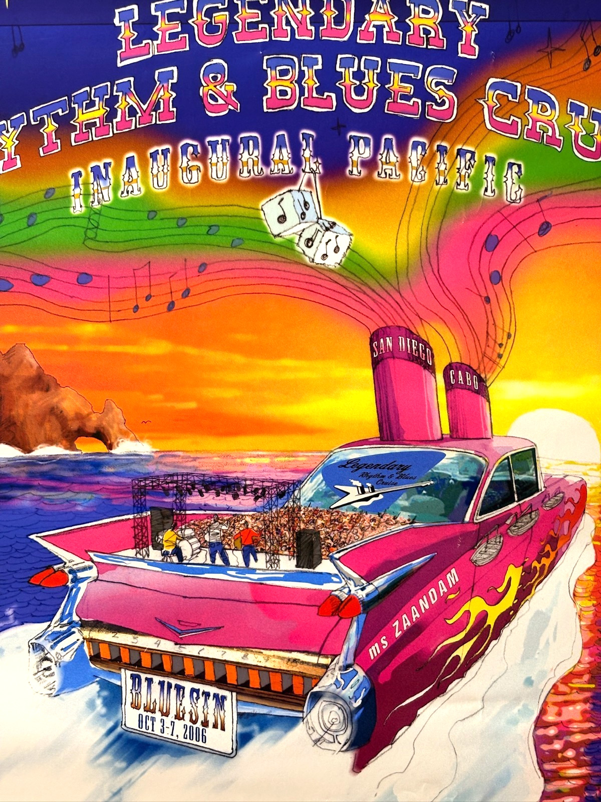 Blues Cruise Poster AUTOGRAPHED Blues Musicians TAJ MAHAL,Majic Dick + 22X28"