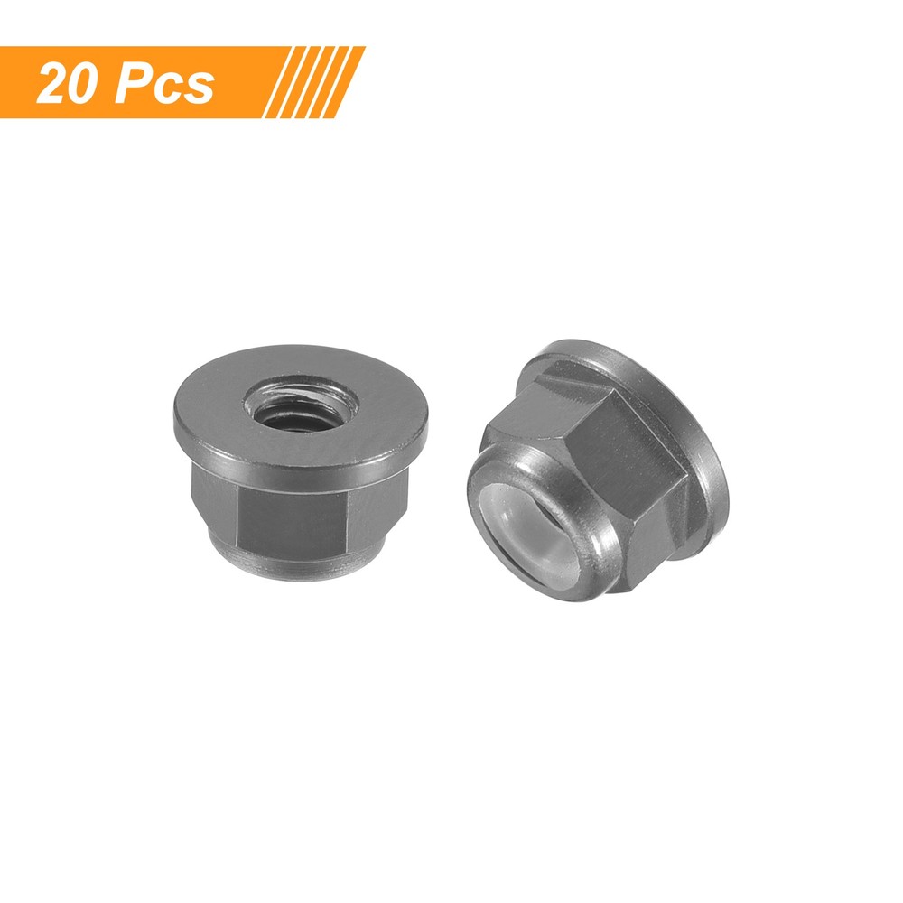 Nylon Insert Hex Lock Nuts, 20pcs - M2.5x0.45mm Self-Locking Nut(Titanium Gray)