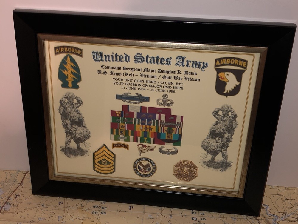 U.S. ARMY - COMMAND SERGEANT MAJOR E-9 / VETERAN RIBBON RACK PRINT w/AWARDS