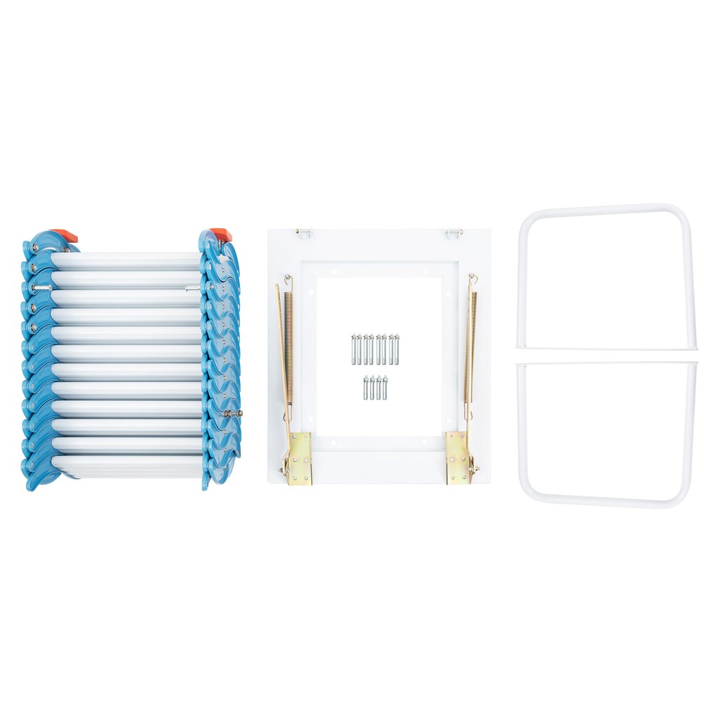 🔥12 Steps Loft Wall Folding Pulldown Attic Ceiling Ladder Stairs 1102.3 lbs