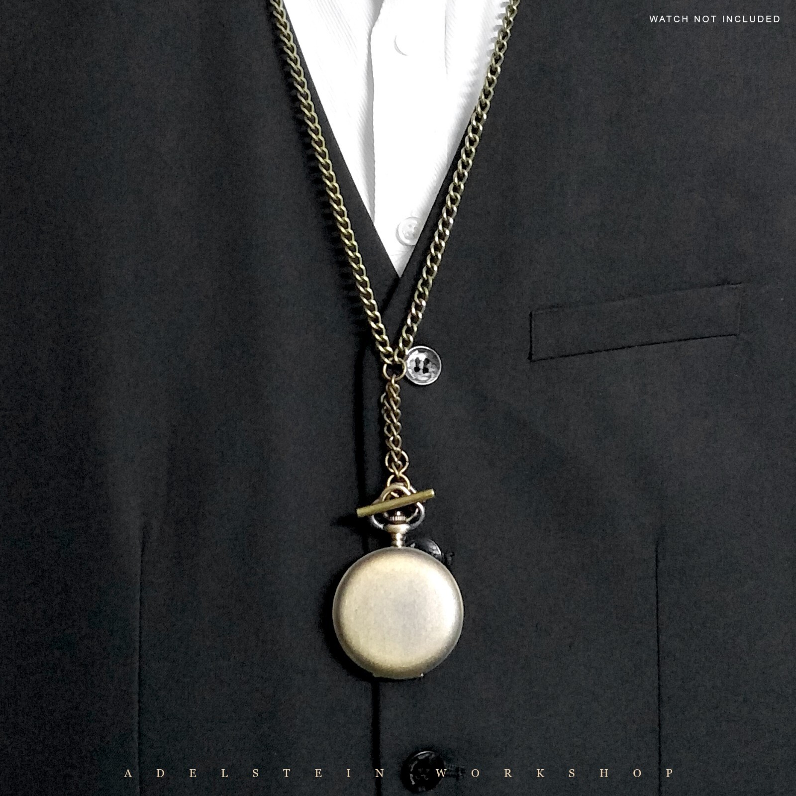 Brass Waldemar Double Albert Pocket Watch Chain, Swivel, Drop FOB006 (See NOTE)