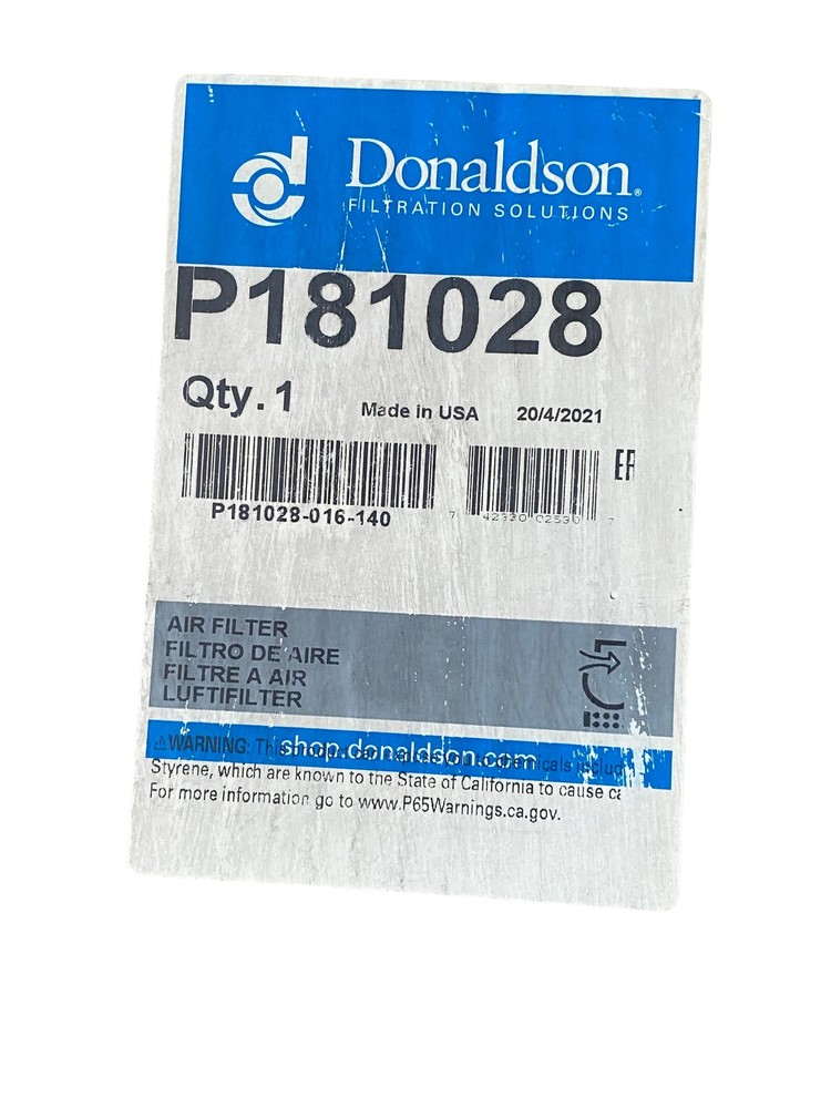 Donaldson, P181028, Air Filter, Primary Round