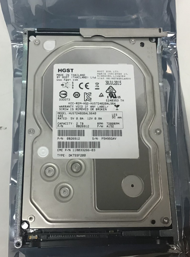 005050557 EMC 2TB 7.2K 6Gb/s 3.5" SAS HDD STORAGE* 0B26912 HUS724020ALS640