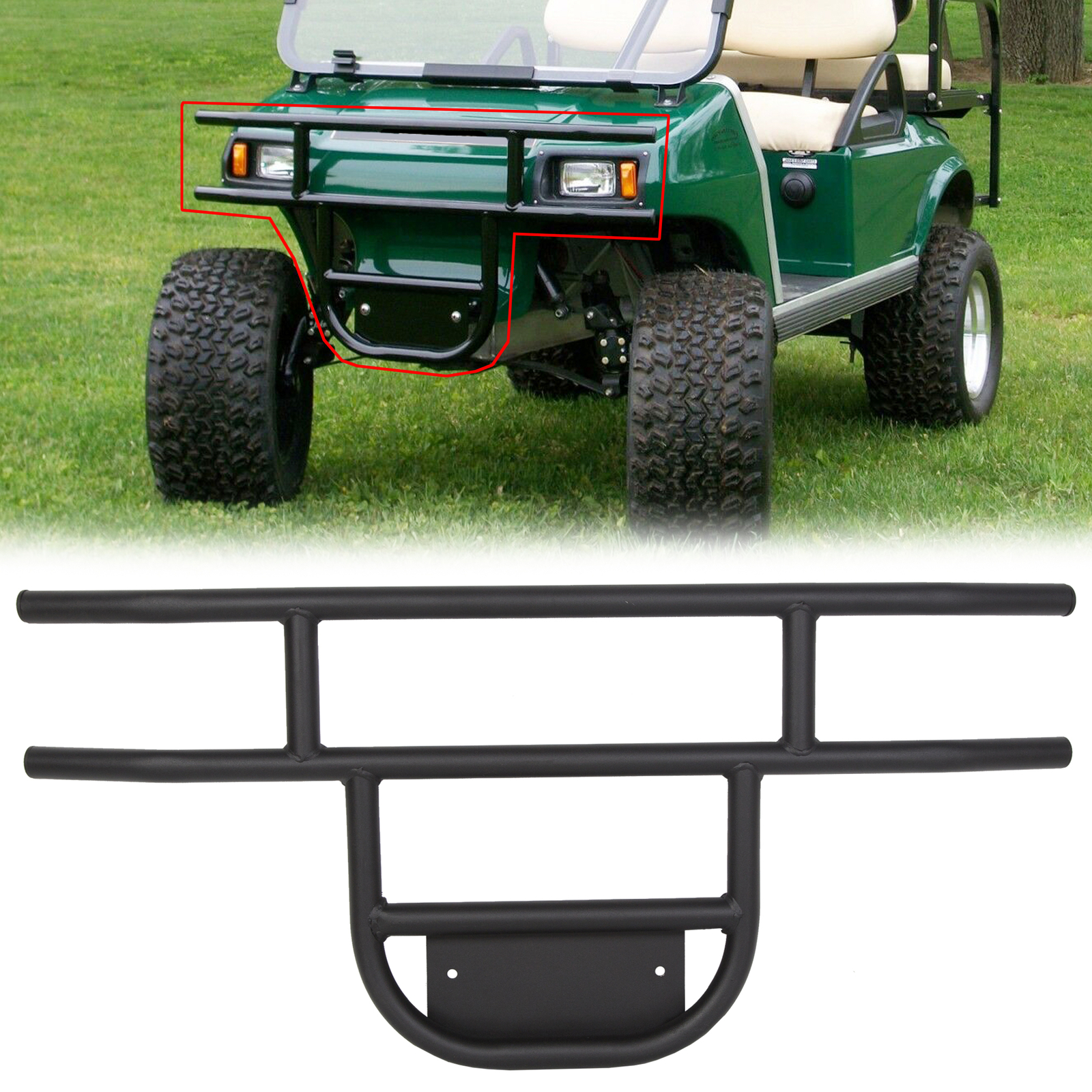 For Club Car DS Models 1981-Up Golf Cart Black Front Bumper Brush Guard