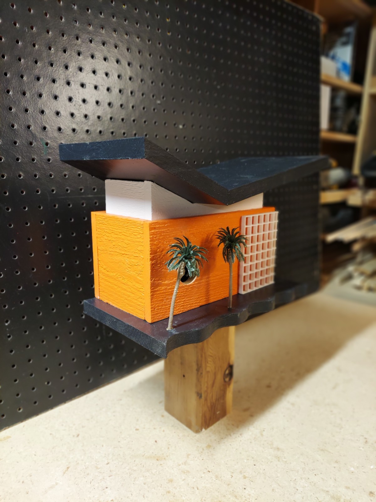 Mid-Century Modern Cedar / Pine Birdhouse - Easy clean out on back. Oregon State