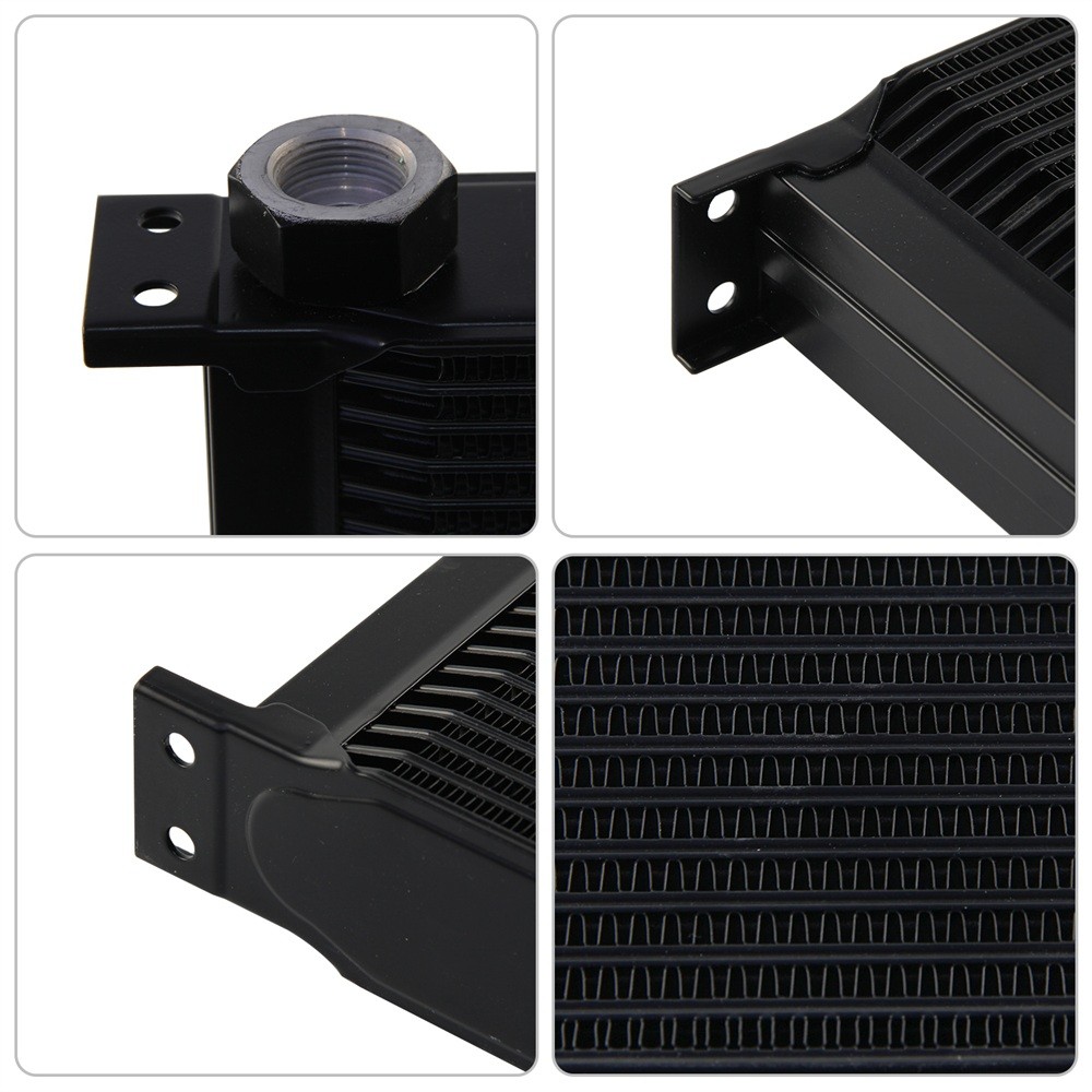 Universal 19 Row Transmission Engine Oil Cooler M22×1.5 Female Ports Aluminum