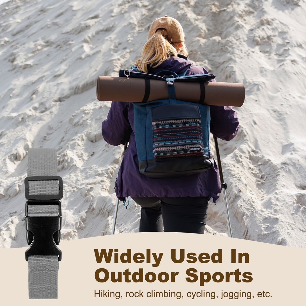 3pcs 1" x 2ft Utility Straps with Quick Release Buckle Adjustable, Gray