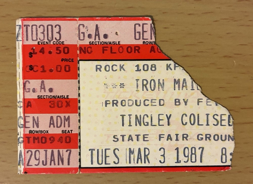 1987 IRON MAIDEN / VINNIE VINCENT INVASION ALBUQUERQUE NM CONCERT TICKET STUB