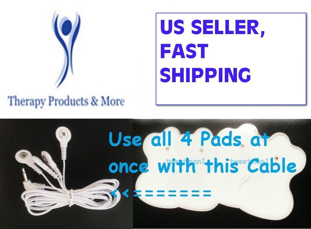OMRON PM3030 Compatible QUAD 4-Wire/Lead Cable Wire w/ 4 ELECTRODE PADS