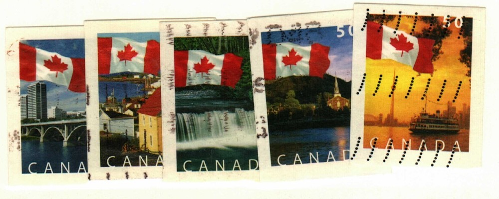 Canada #2076-80 used Flag over various locations
