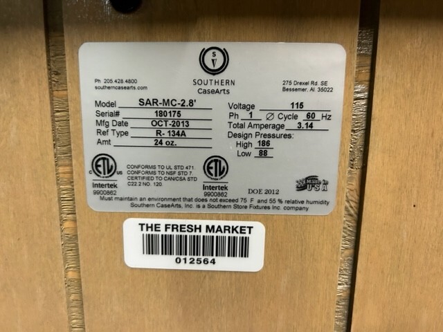 Southern Casearts (SAR-MC-2.8') Rolling refrigerated display
