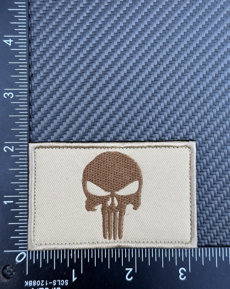 Punisher Skull Tactical Morale Patch Hook Loop Morale Badge Desert Tan