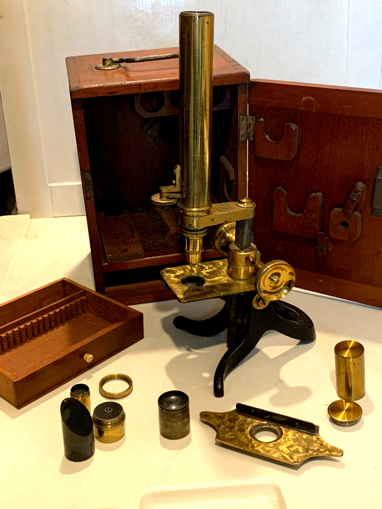 ANTIQUE MICROSCOPE EG WOODS LONDON