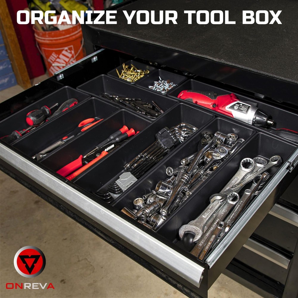 ONREVA Tool Box Organizer Tray Divider Set, Extra Large Toolbox Trays, Tool B...