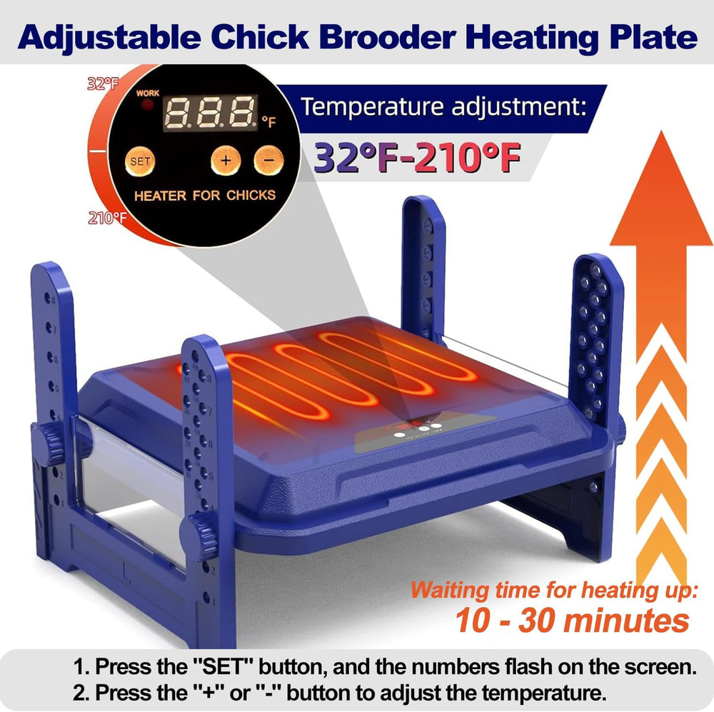 Chick Brooder Heating Plate with Adjustable Temperature, 10"X10" Chicken Brooder