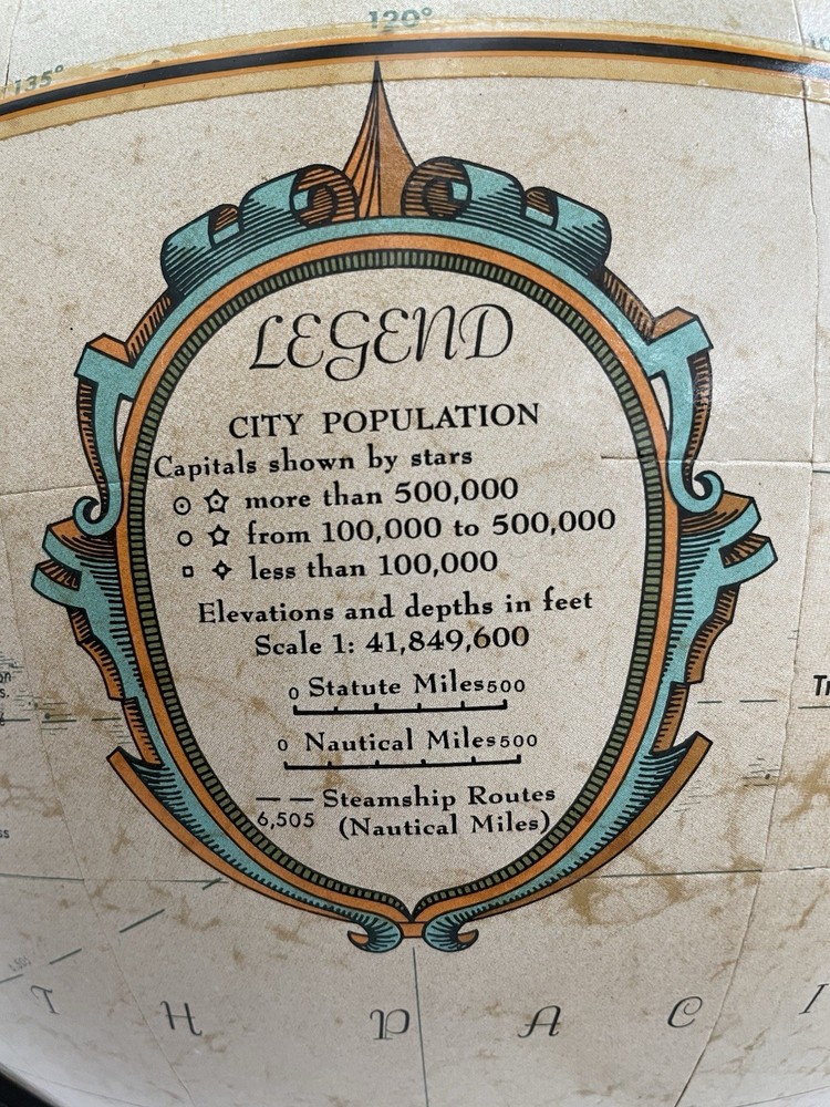 Vintage Replogle "World Classic" series globe Solid Wood Base