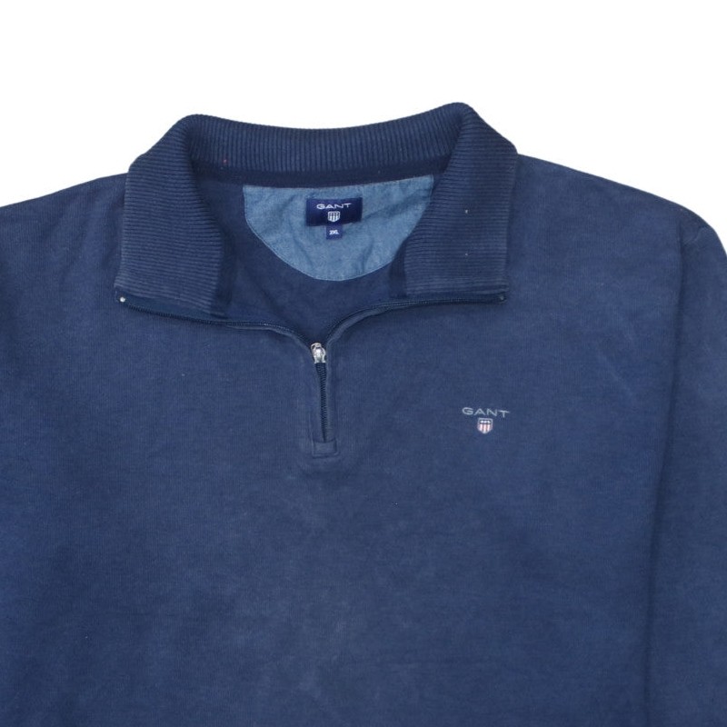 GANT Men’s Blue 2XL 1/4 Zip Cotton Basic Jacket