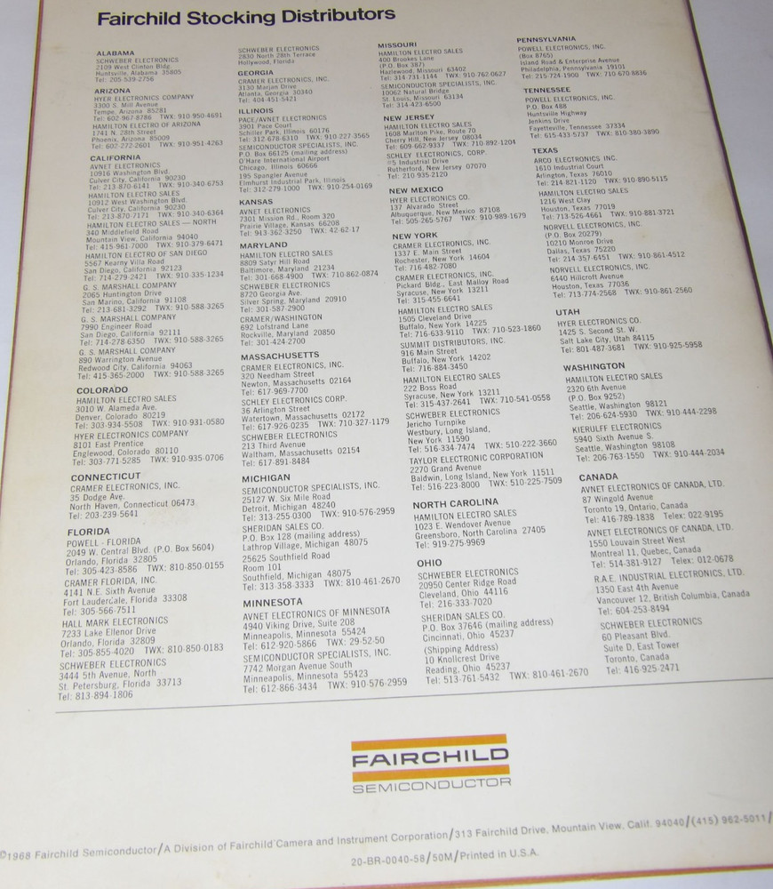 1968 FAIRCHILD SECOND GENERATION LINEAR INTEGRATED CIRCUITS BROCHURE/APPLICATION