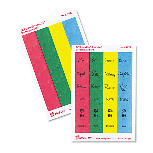 Avery 05472 Printable Self-Adhesive Removable Color-Coding Labels