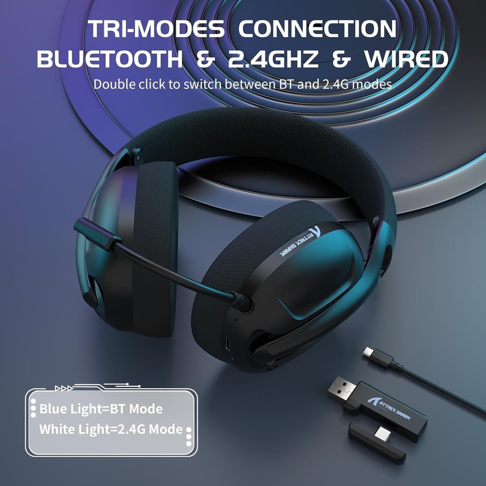 ATTACK SHARK L80 Light Weight Gaming Headset Lightweight Wireless Gaming Headset