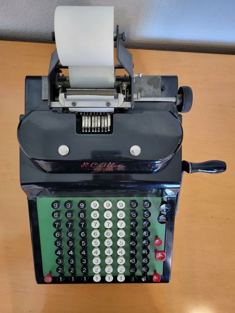 Vintage RC Allen Figuring Machine Adding Subtracting Nice Condition circa 1940's