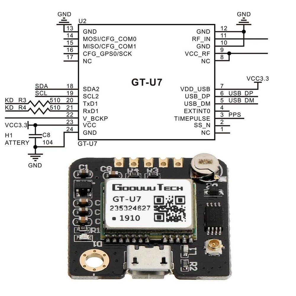2Pcs GT-U7 GPS Module Navigation Satellite Positioning Compatible with NEO-6...