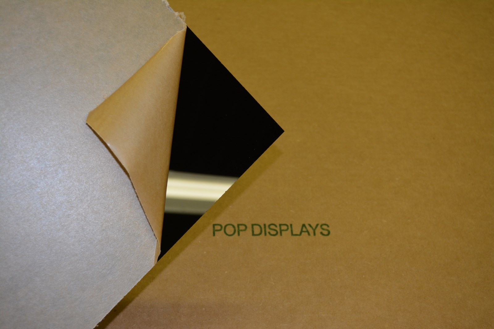 POPDISPLAYS   SAMPLE  #2025 BLACK ACRYLIC SHEET   1/8" x 1.5." x 1.5"