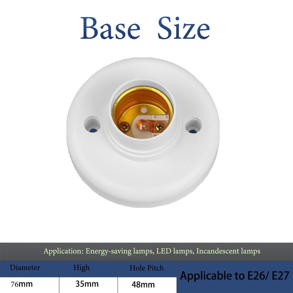 15 FT Light Bulb Base with Cord E26/E27 Socket On/Off White