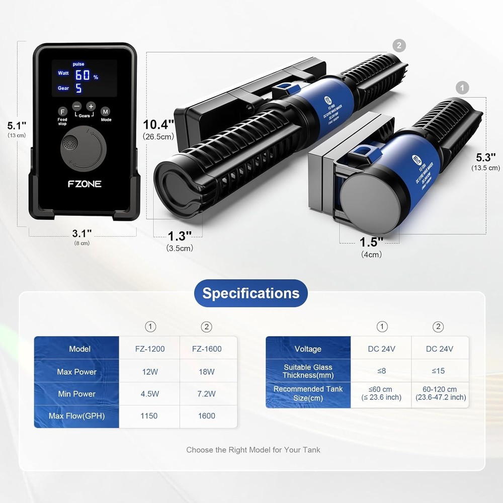 FZONE Wave Maker for Aquarium, 24V DC Gyre Wavemaker with LED Display Control...