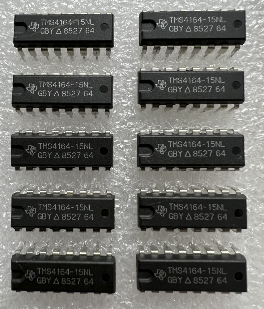 10pc Texas Instruments TMS4164-15NL 64K 1 bit Dynamic RAM - 4164 Memory - Tested