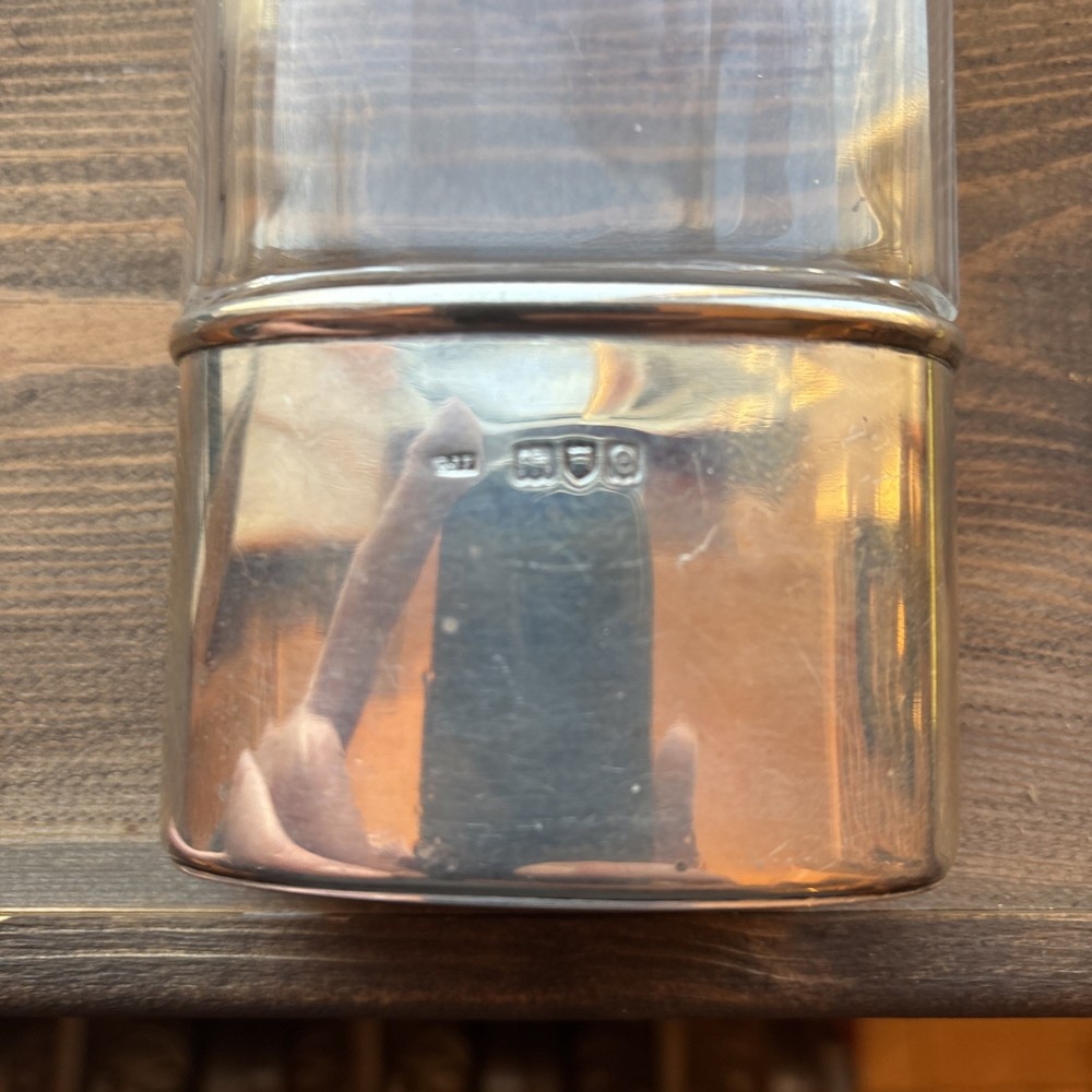 Solid silver hip flask c1900 & Six Antique Continental Solid Silver Shot Cups