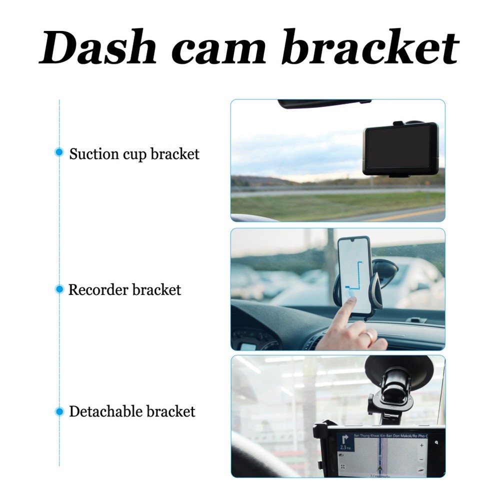 2 Pcs Dashcam Suction Mount Adapter Car Recorder Bracket Removable Holder