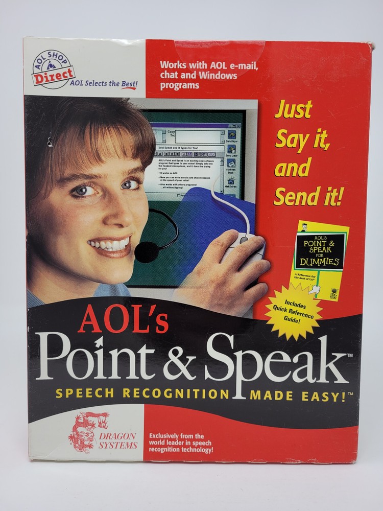 Dragon Systems AOL's Point & Speak Speech Recognition for PC Windows - NEW