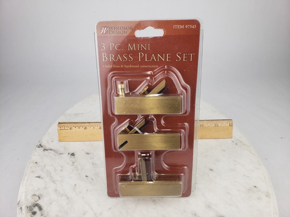 3pc Mini Brass Plane Set Solid Brass & Hardwood Construction #97545 Windsor