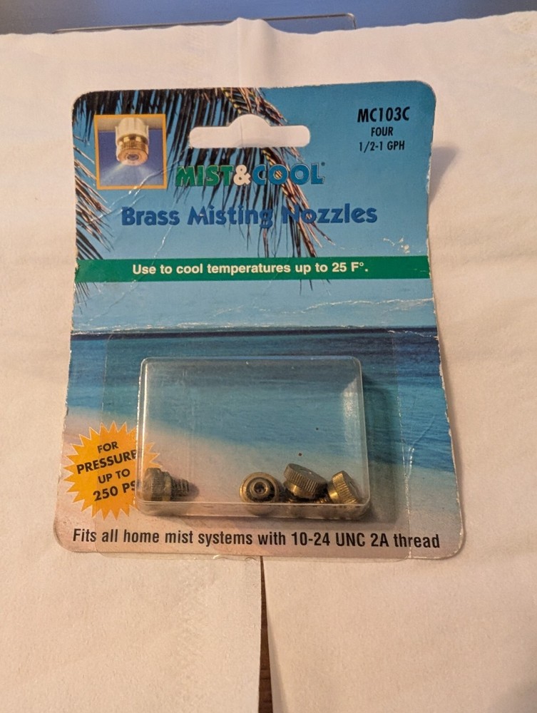 Mist & Cool Brass Misting Nozzles MC103C 4 Pack NOS