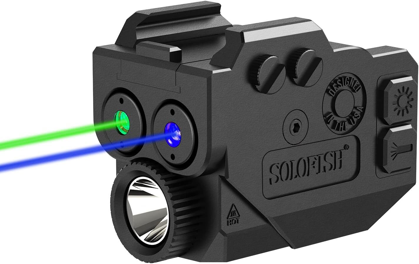 SOLOFISH Pistol Blue Green Laser Sight Flashlight Rechargeable Picatinny Handgun