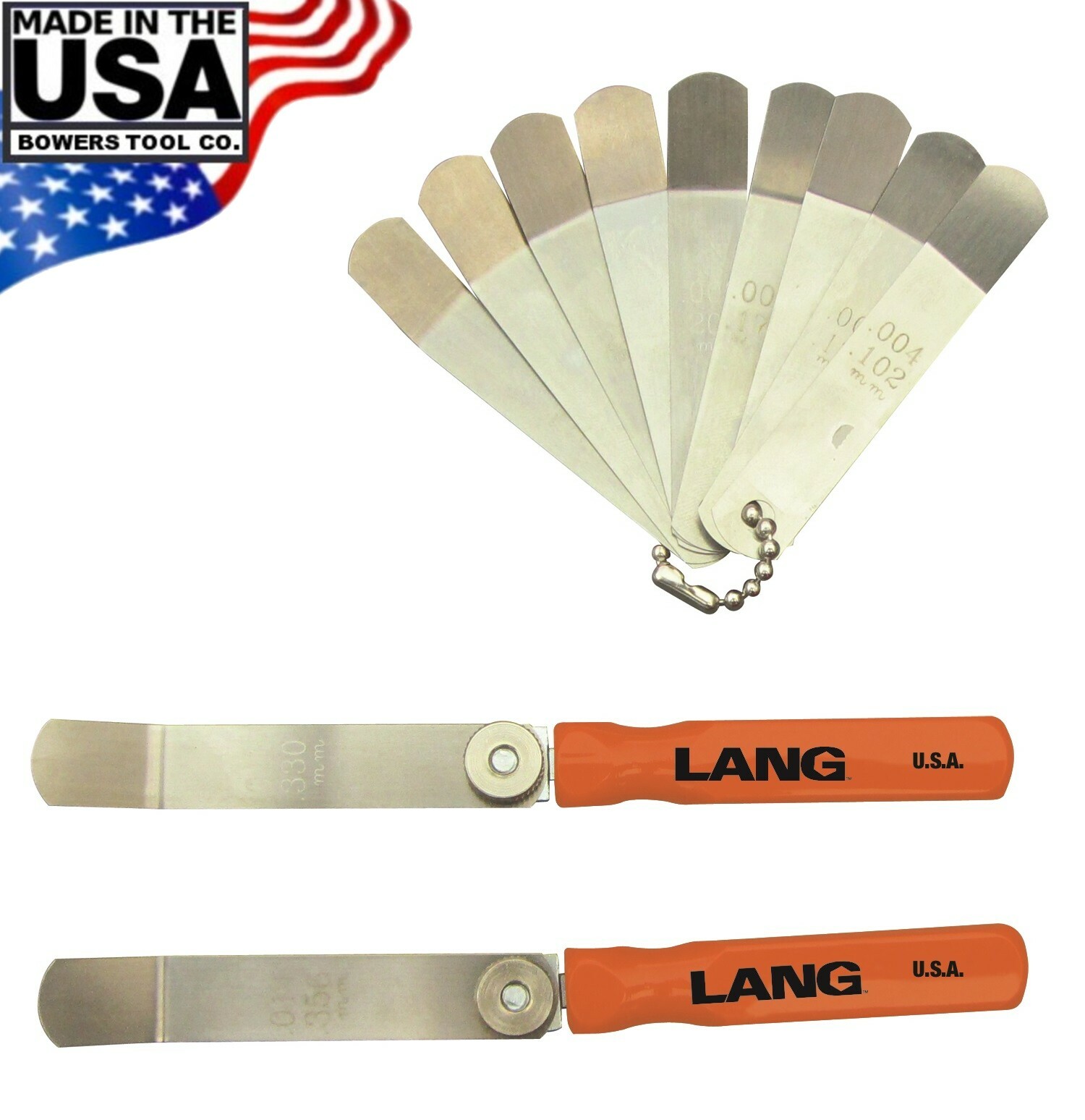 Lang Valve Tappet Gauge Set 2 EZ Grip Handles 11 Offset Feeler Blades 3085 USA