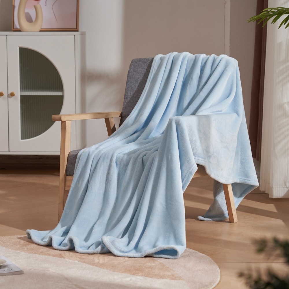 Light Blue Fleece Blankets Throws - 50x70