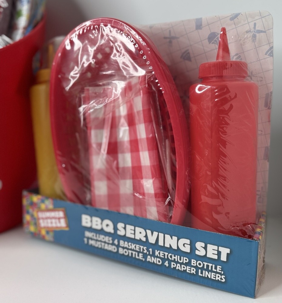 BBQ Picnic Set: Serving Set & Plate & Napkin Set With Cold Drinks Container