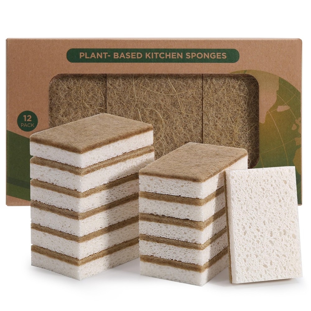 Natural Sponges For Dishes 12 Pack Keep Soap Biodegradable Kitchen Sponge Compos