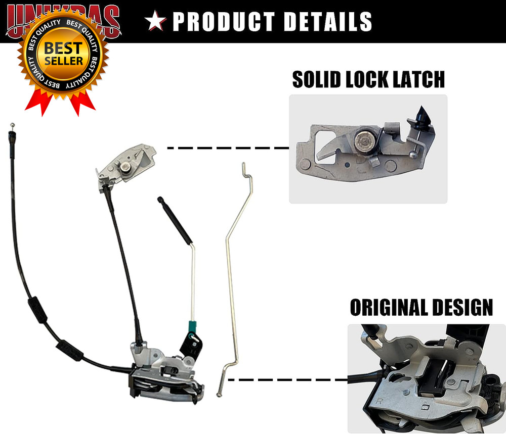 Door Latch Assembly W/Cable&Rod Compatible for Ford E150 E250 E350 Rear Right
