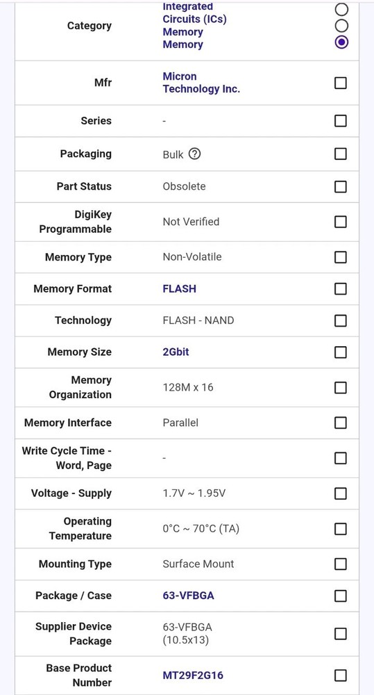 590pcs Micron MT29F2G16ABBEAHC:E 2GB NAND Flash 63VFBGA