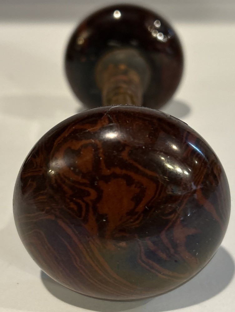 Pair Antique Brown Marble Swirl Porcelain Door Knobs + 7 Bonus Knobs **READ