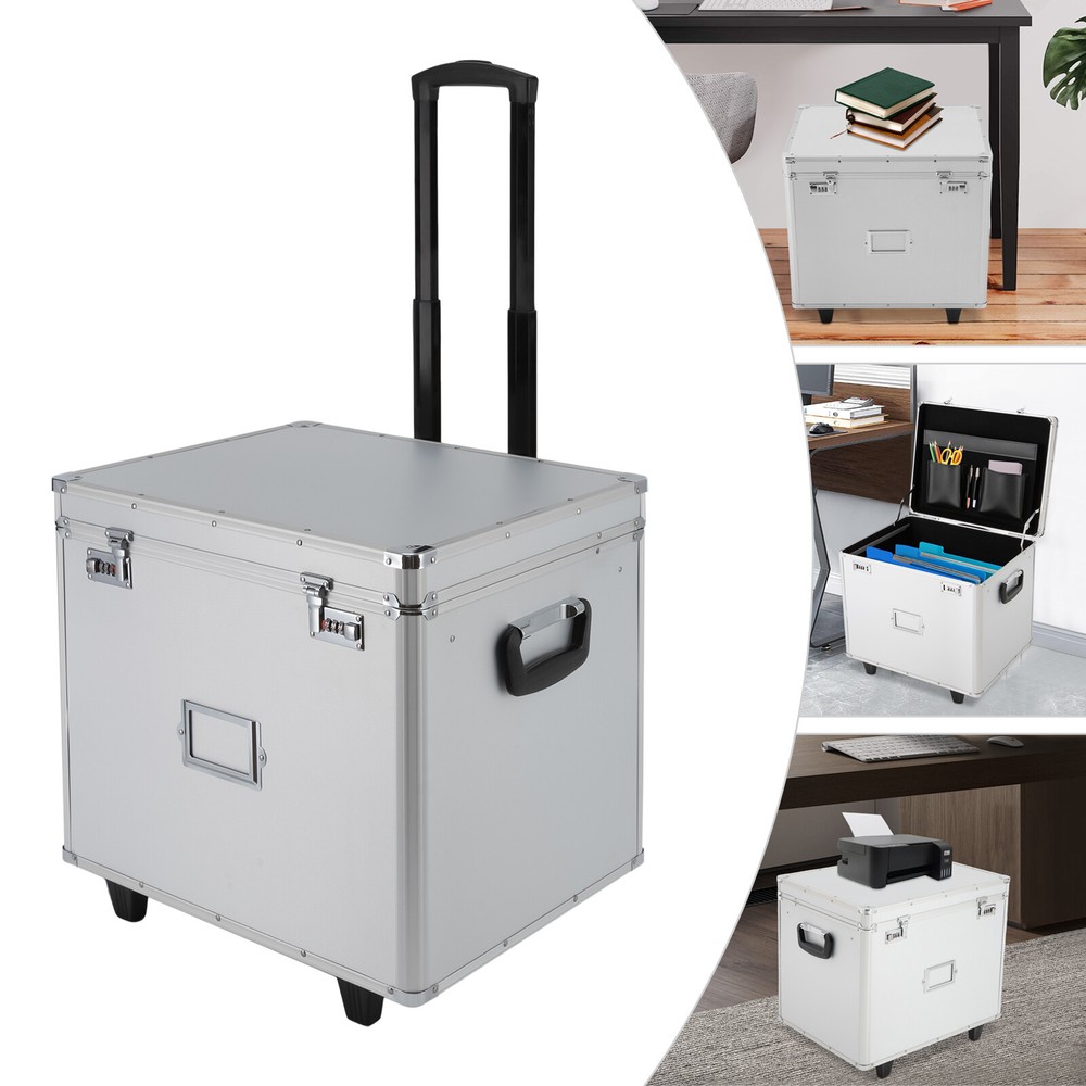 Freestanding File Organizer Box Rectangular Storage Box Silver 48.8*38*41cm