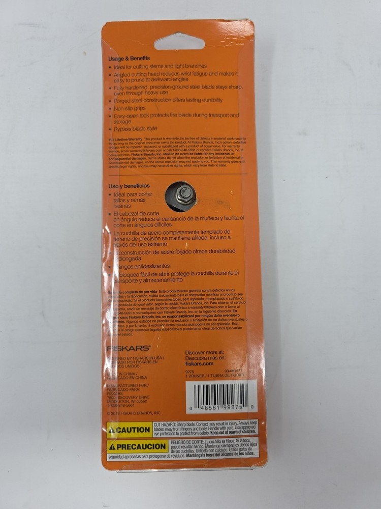 "FISKARS PRUNER 1 CUT CAPACITY SOFT HANDLE - "TITANIUM ANGLED HEAD"