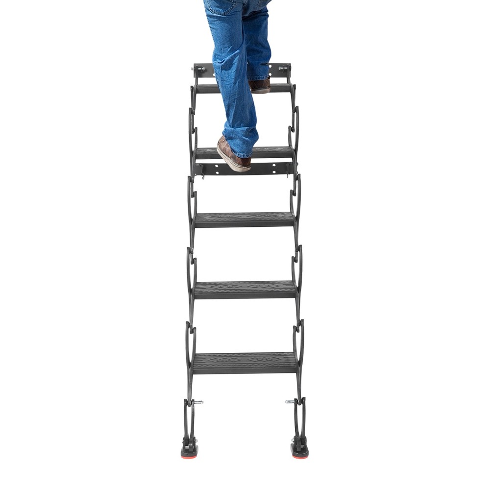 49" Folding Loft Ladder Stairs 5 Steps Wall Mounted Attic Loft Pull Down Ladder